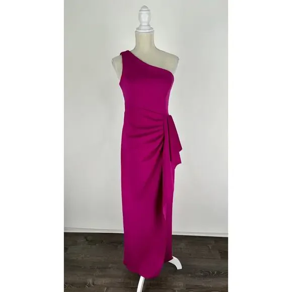 Xscape | Dresses | Xscape Long Scuba One Shoulder Ruffle Slim Gown Womens  Size 8 Formal Purple | Poshmark